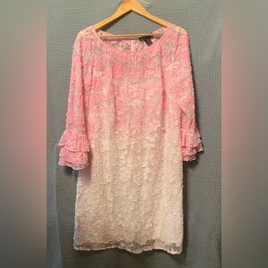 Jessica Howard Pink and White Lace Midi Dress